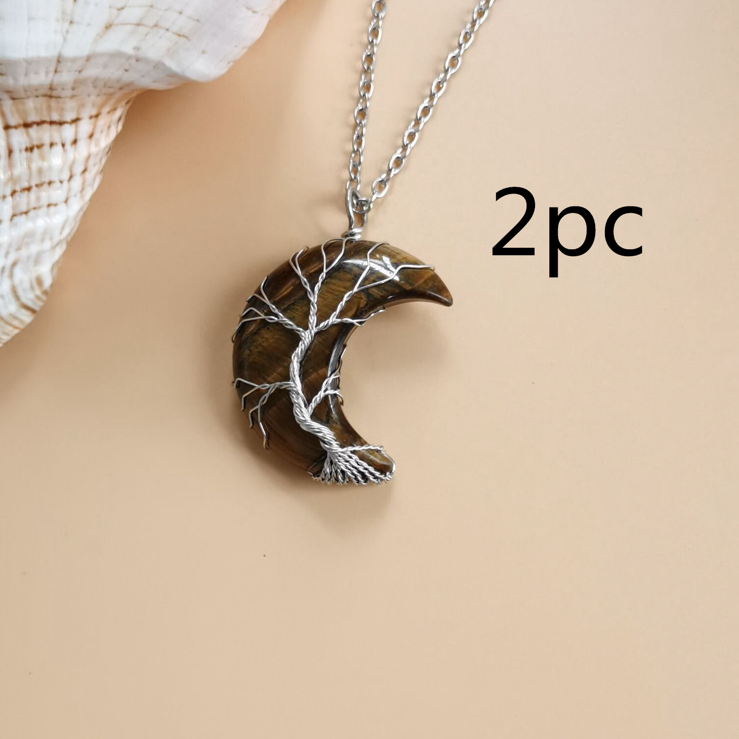 Луна, натуральный камень, аметист, Древо жизни, ожерелье, дерево удачи ручной работы