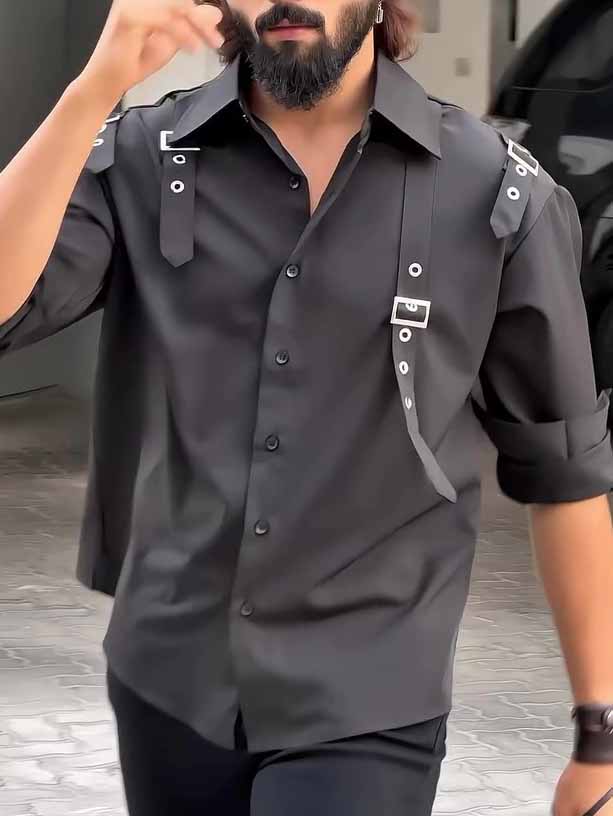 $14.78 Men's Black Utility - Style Button - Up Shirt