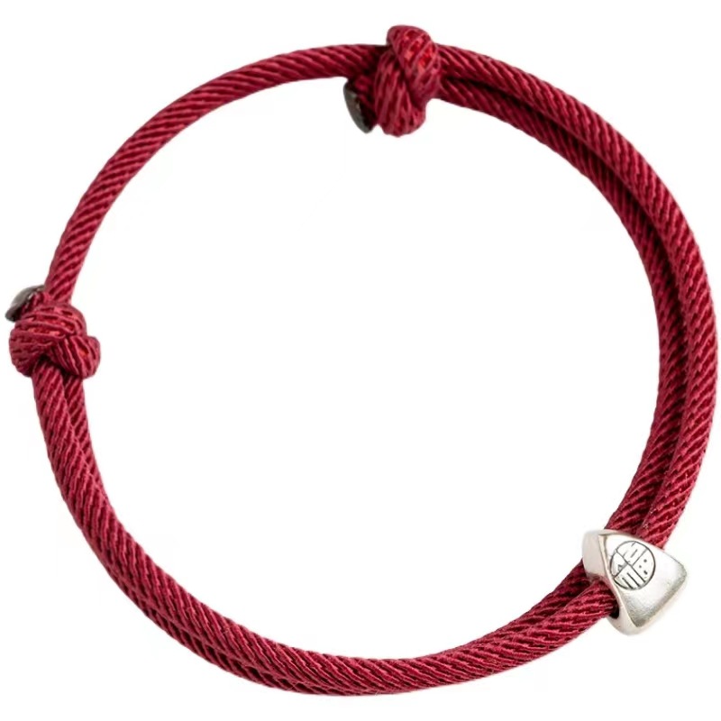S925 Sterling Silver Zongzi Red Rope Bracelet