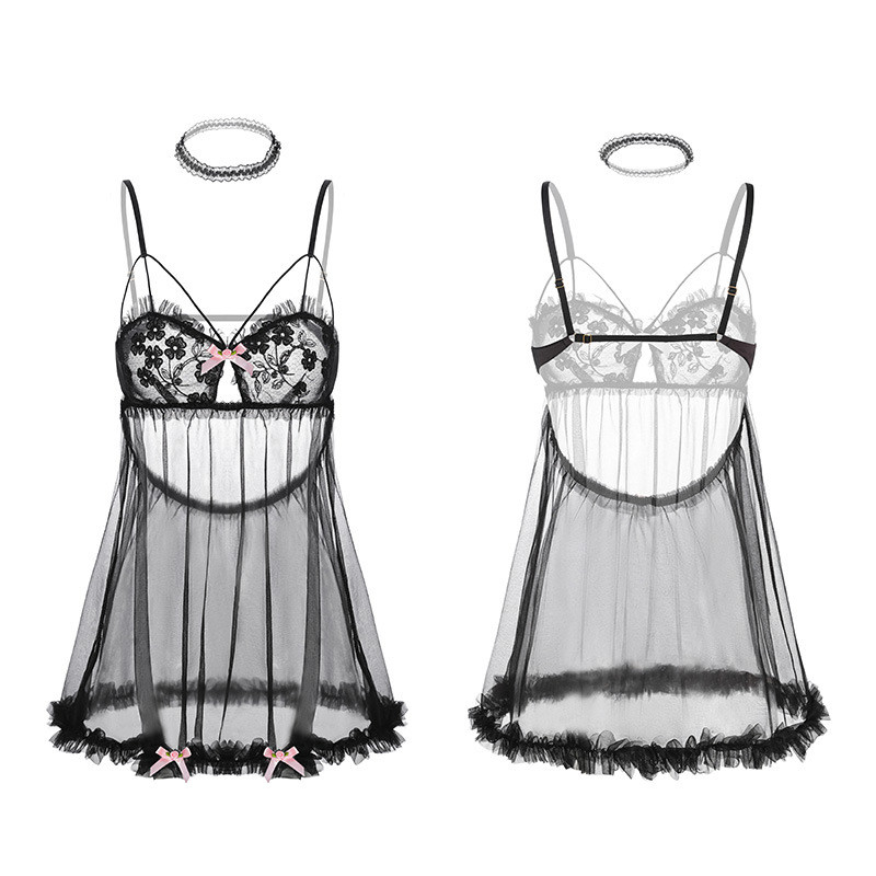 Title 3, Uniform Mesh Embroidered Semi-Sheer Princess Ni...