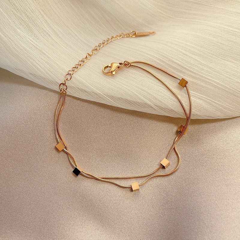 Women's Double-layer Titanium Steel Rose Gold Bracelet