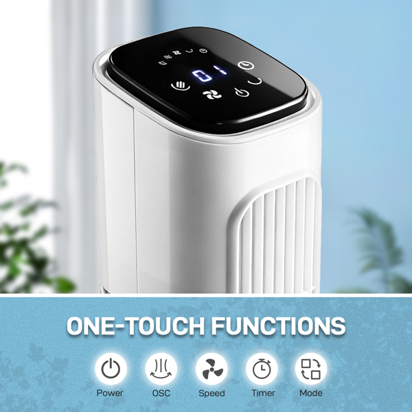 US Standard RTW-GR36 Tower Fan, 110V 45W, 36 Inch, Column Shape, White Plastic Body, Copper Motor, Touch & Remote Control, 3 Speeds, 3 Modes, Oscillating Function, 9-Hour Timer, For Home Use — foto 7