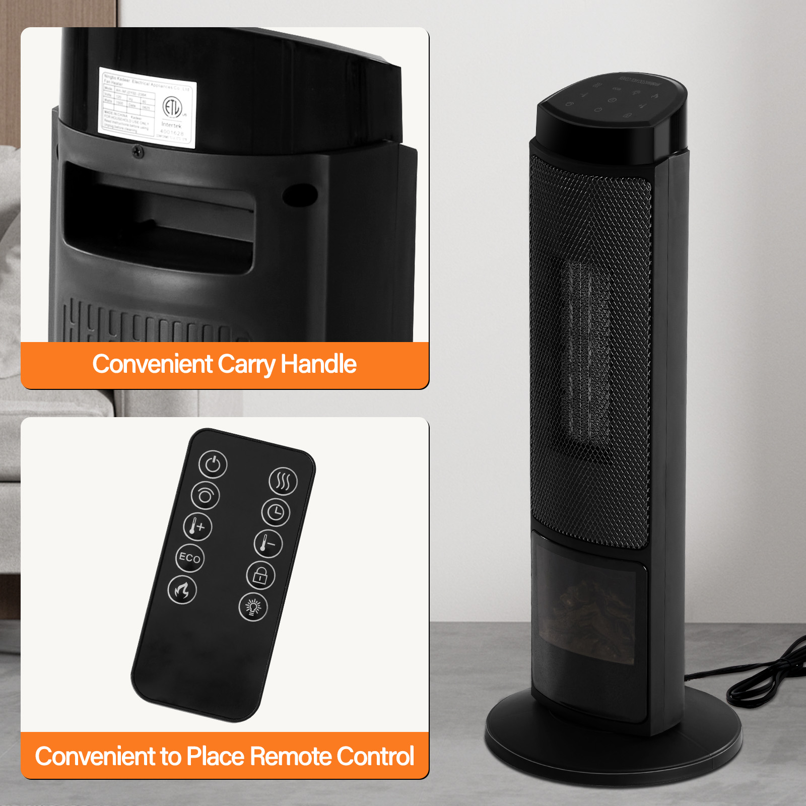 23inch Space Heaters For Indoor Use, Portable Heater With 7 Light Colors image 8