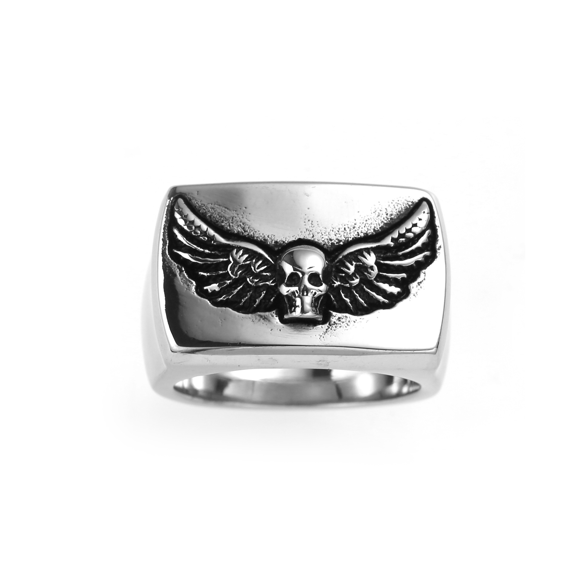 Domineering Wings Skull Glossy Ring