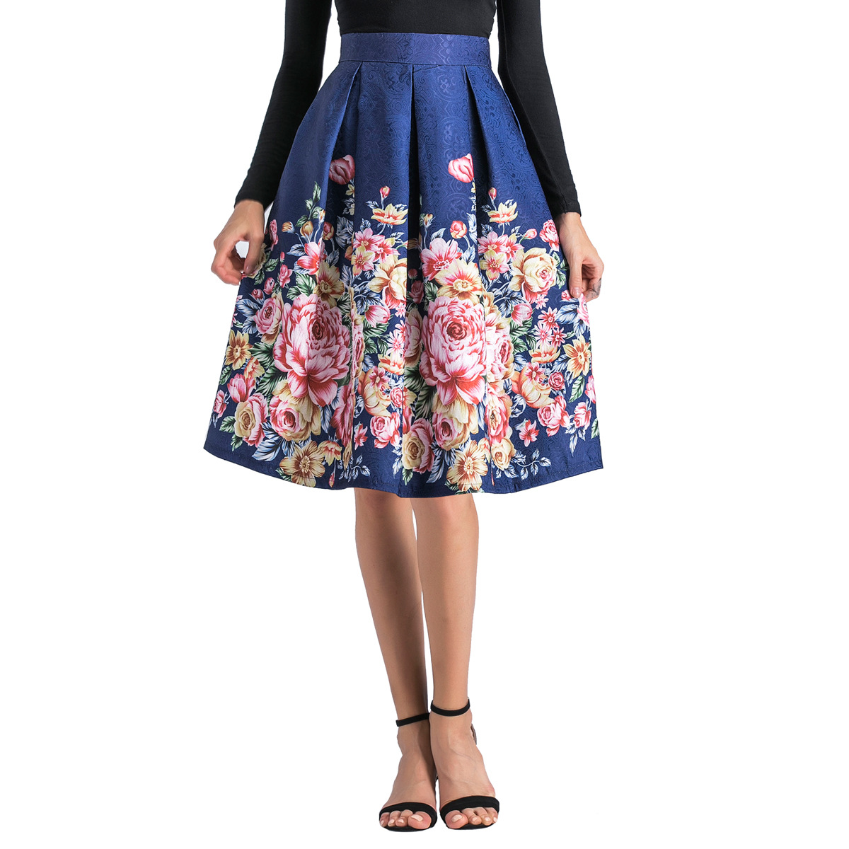 Title 5, High Waist Positioning Midi Rock mit Print. Bet...