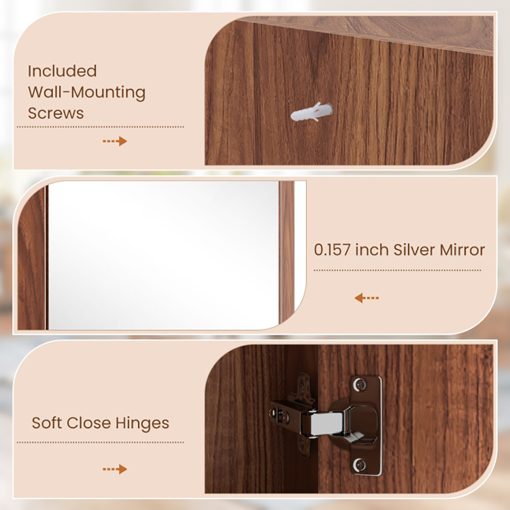 Corner Medicine Cabinet With Mirror With Open Mirror Door And Adjustable Shelf 9