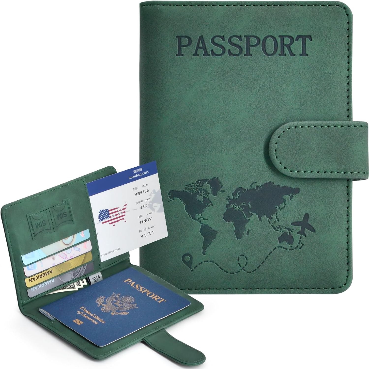 Leather Passport Holder, RFID Blocking Travel Wallet With Card Slots For Passport, ID Cards, Credit Cards And Travel Essentials 5