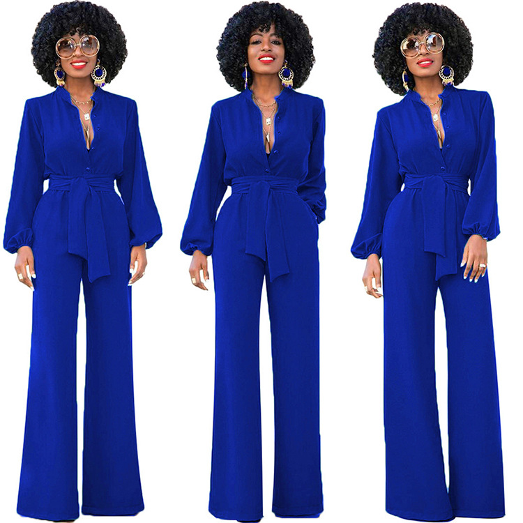 Title 2, Waist Long Sleeve Fashion Casual Wide-leg Jumpsuit