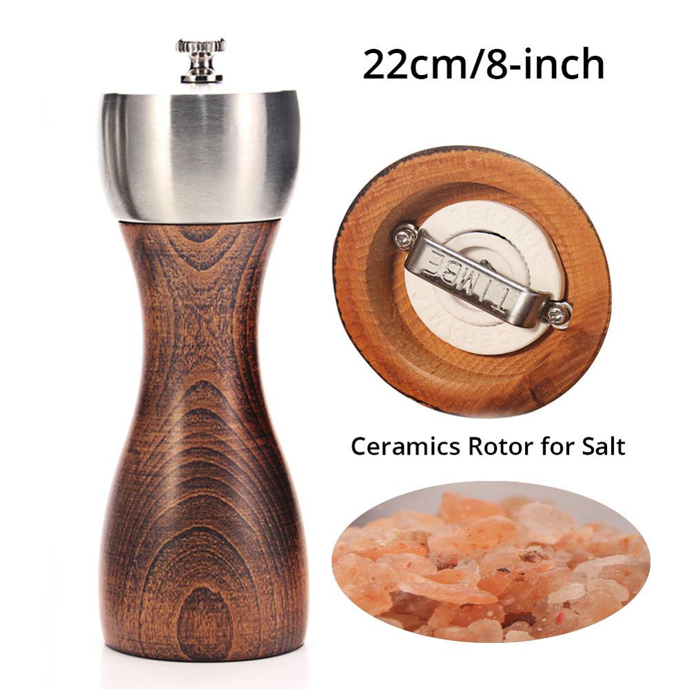 Title 6, Premium Beech Wood Pepper and Salt Grinder. Hig...