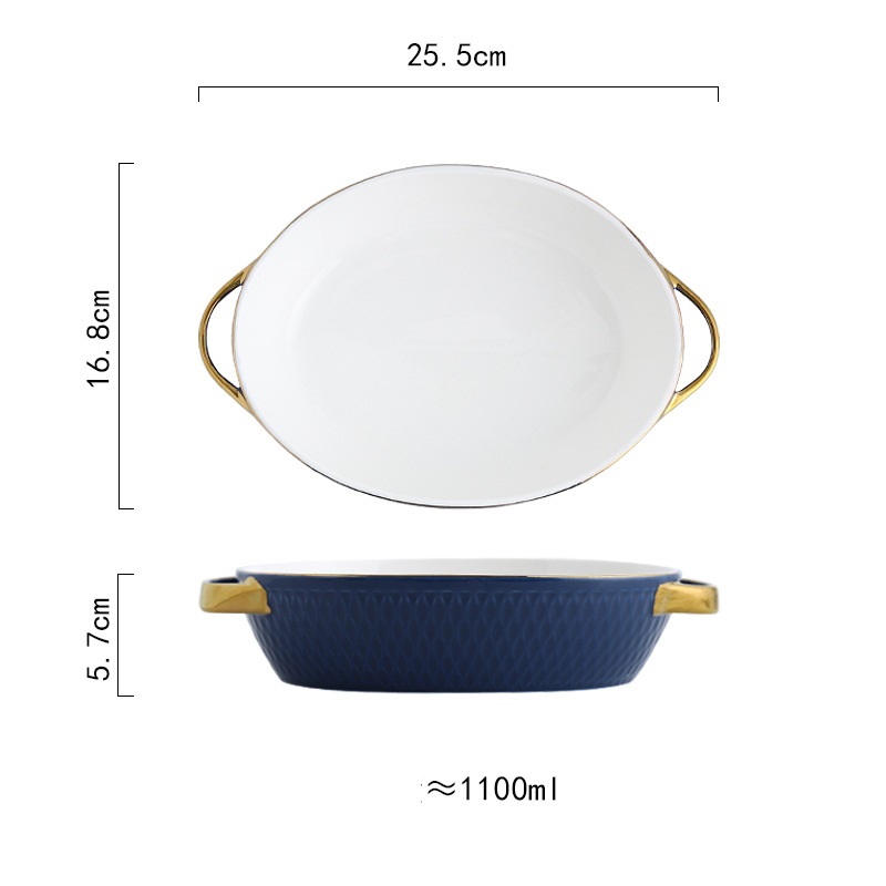 Title 5, Creative Ceramic Double Ear Baking Tray With Ph...