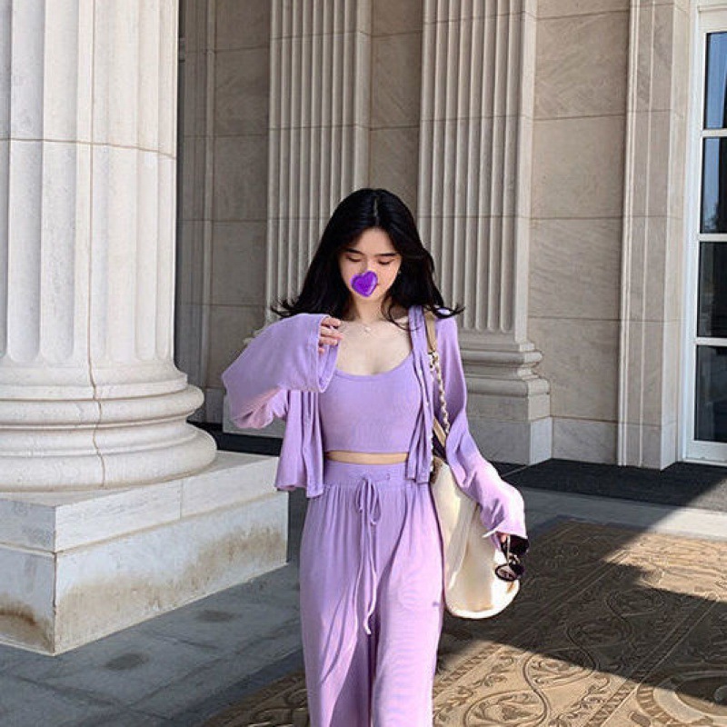 Purple Casual Short Long Sleeve Cardigan High