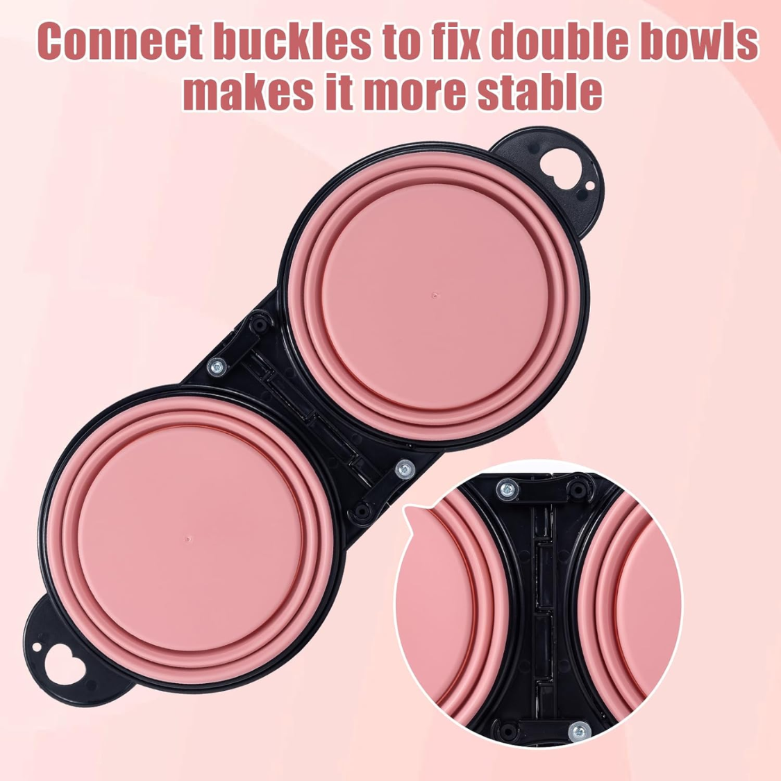 Double gamelle pliable pour chien, bord renforcé, rabattable à 180 degrés – Image 3