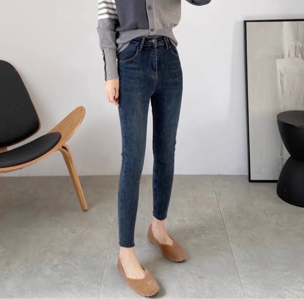 Women's Slim High Waist Stretch Skinny Jeans - Blue Black