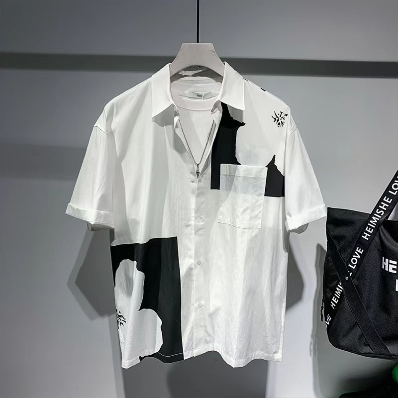 Title 4, Camicia a maniche corte da uomo con design a co...