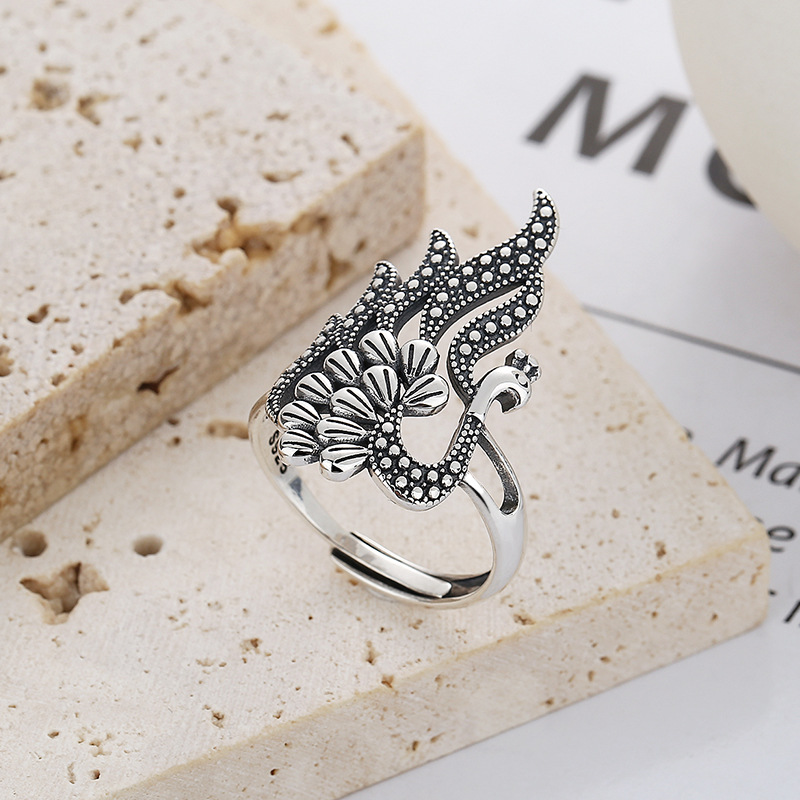 Title 1, National Style Peacock Phoenix Shape Ring for W...