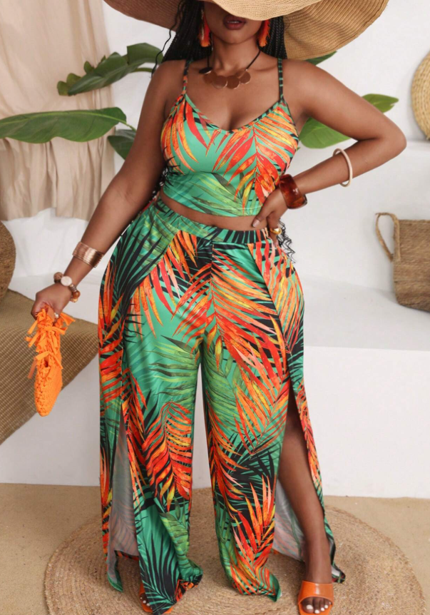 Plus Size Vacation Print Short Sets — foto 3
