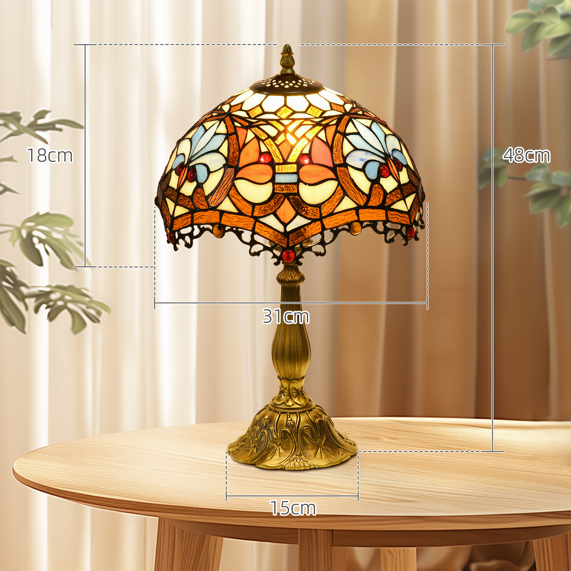 Colored Glass Desk Lamp, Handmade Retro Bedside Suitable For Bedrooms, Living — image 4