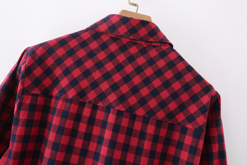 Vintage Plaid Mid-length Nine-point Sleeve Shirt