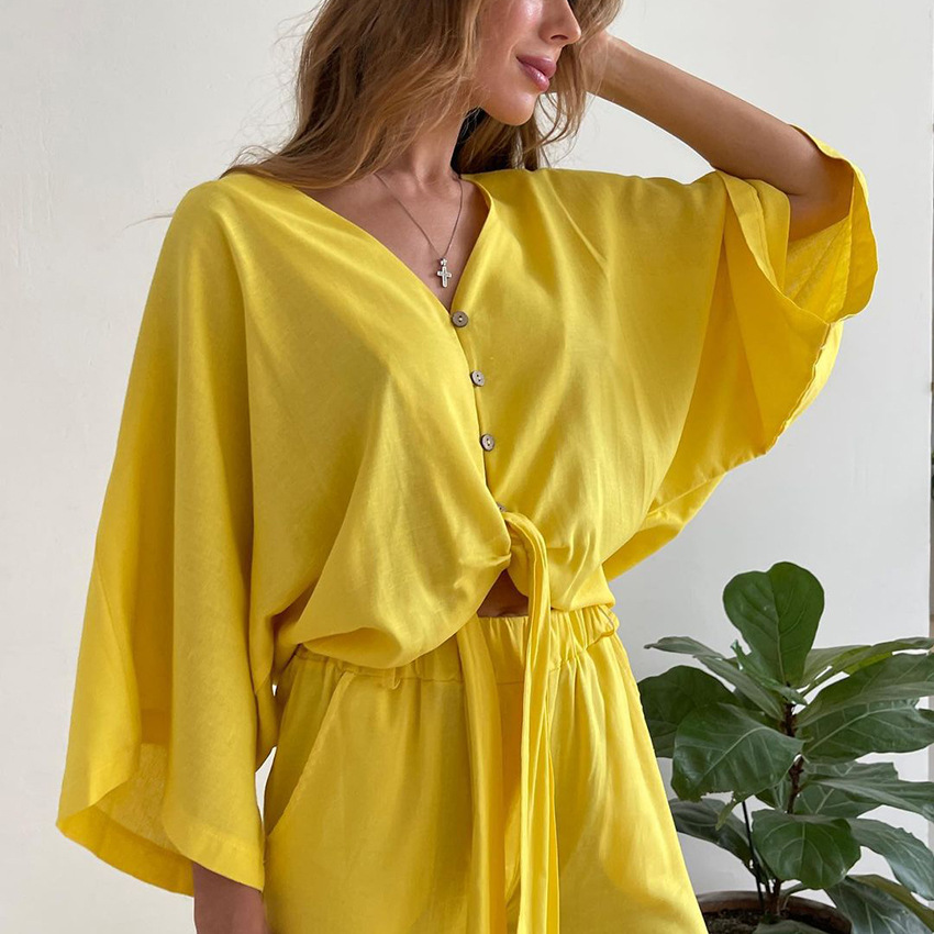 Title 2, Yellow Outer Wear Cardigan Long Sleeve Pants Pa...