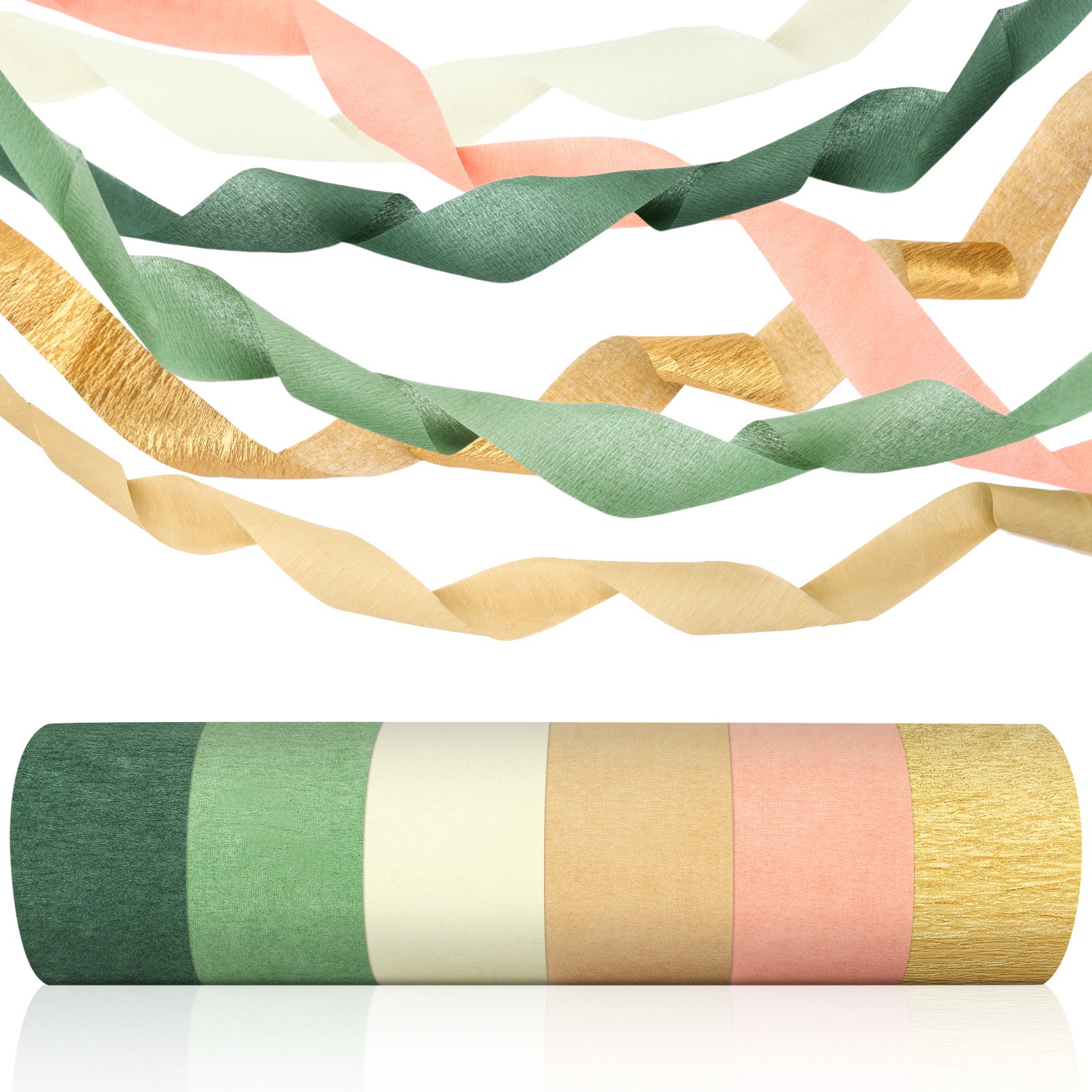 Wedding Party Crepe Paper Decorations, 6 Rolls Crepe Paper Streamers In Olive Green Brown Dark Green Gold Peach White Streamers For Bridal Wedding ... W13732677 - Shop at LoveMi
