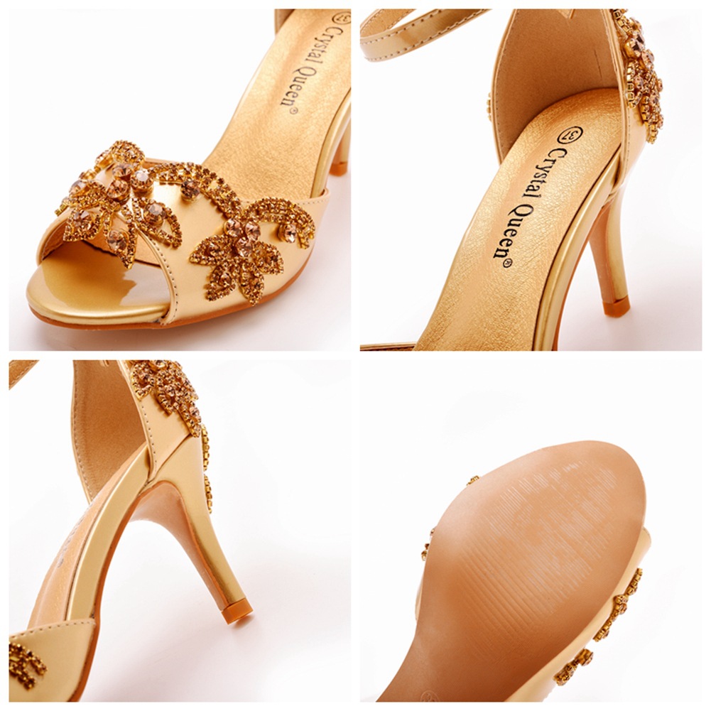 Title 15, Sandali con tacco alto peep-toe 7cm e fibbia. P...