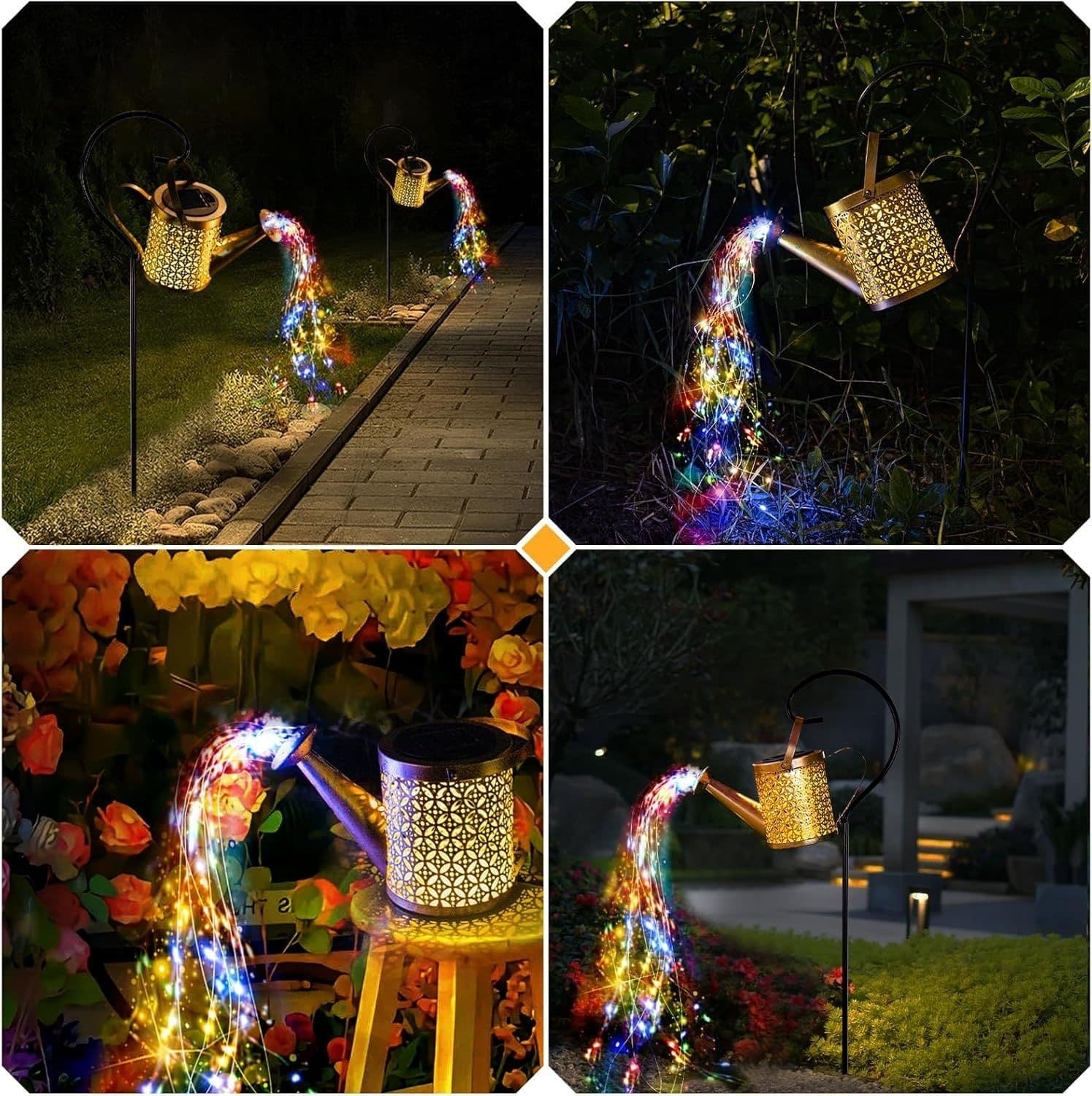 Outdoor Solar Watering Can With Lights Garden Decor Large Solar Powered Lanterns Hanging Waterproof LED Decorative Retro Metal Kettle String Lights For Table Yard Pathway Walkway Gardening Gifts — foto 3