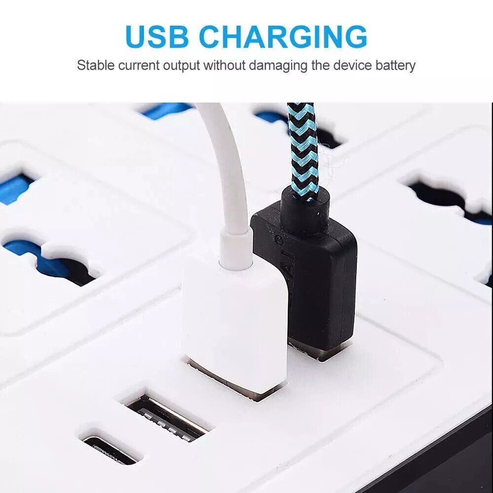 Extension Lead Cable Electric Mains Power 6 Gang 3 USB 1 Type-C Port Plug Socket