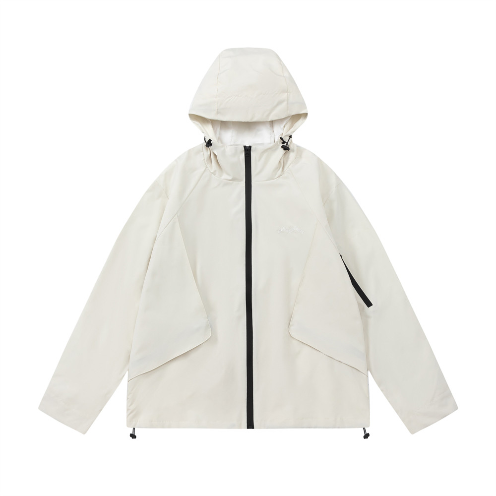 Outdoor Mechanical Style Autumn Thin Windproof Waterproof Zipper Hooded Jacket