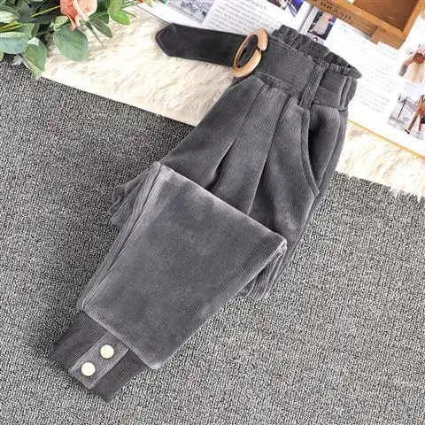Girls' Corduroy Pants Autumn and Winter Clothes New Plus