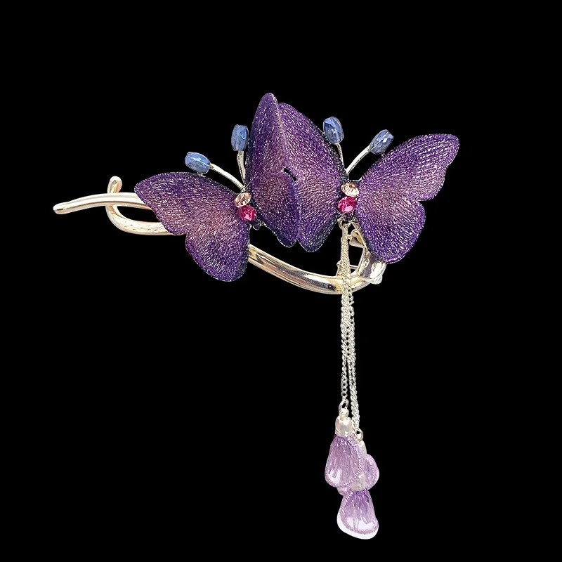 New Butterfly Frog Buckle Barrette For Women - Purple