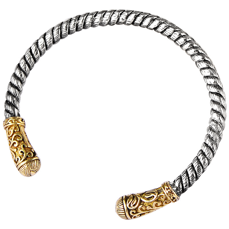 Thai Silver Coarse Twisted Hemp Rope Eye Of God  Bracelet