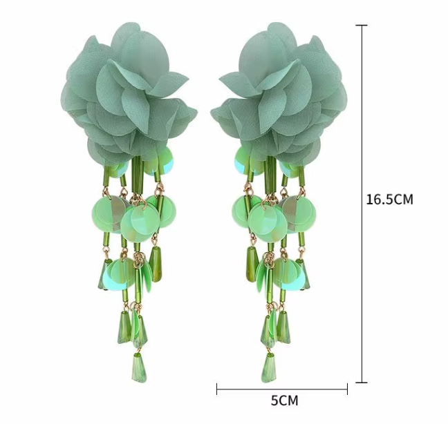 Title 1, Womens exaggerated flower tassel earrings with...