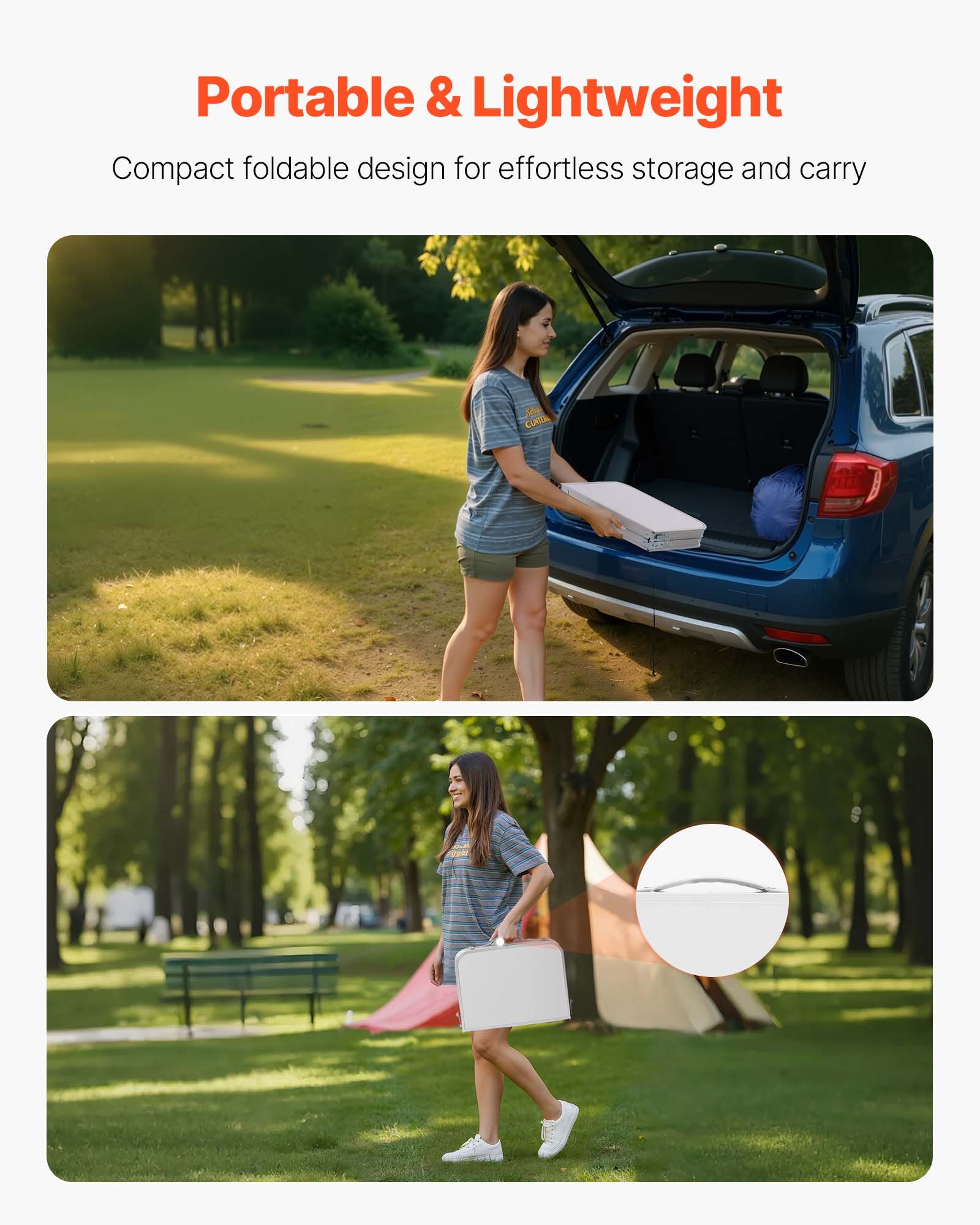 2ft Folding Portable Camping Table Aluminum Outdoor Table Adjustable Height — foto 9
