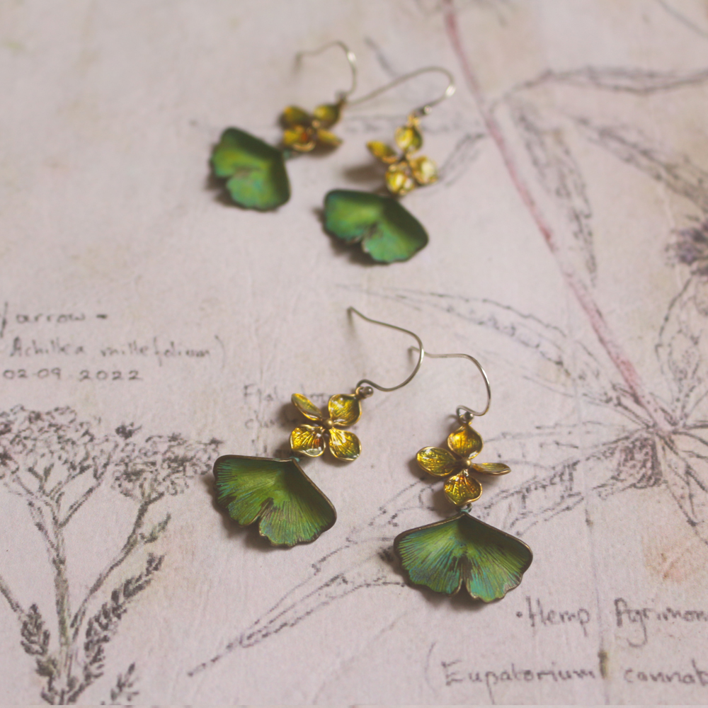 Sen Style Ginkgo Leaf Plant Earrings