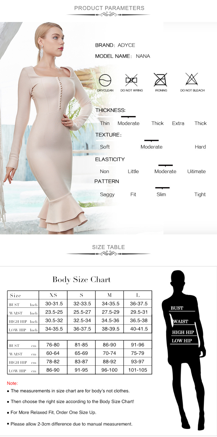 Women's Long-sleeved Bandage Tight-fitting Slim Cocktail Evening Dress