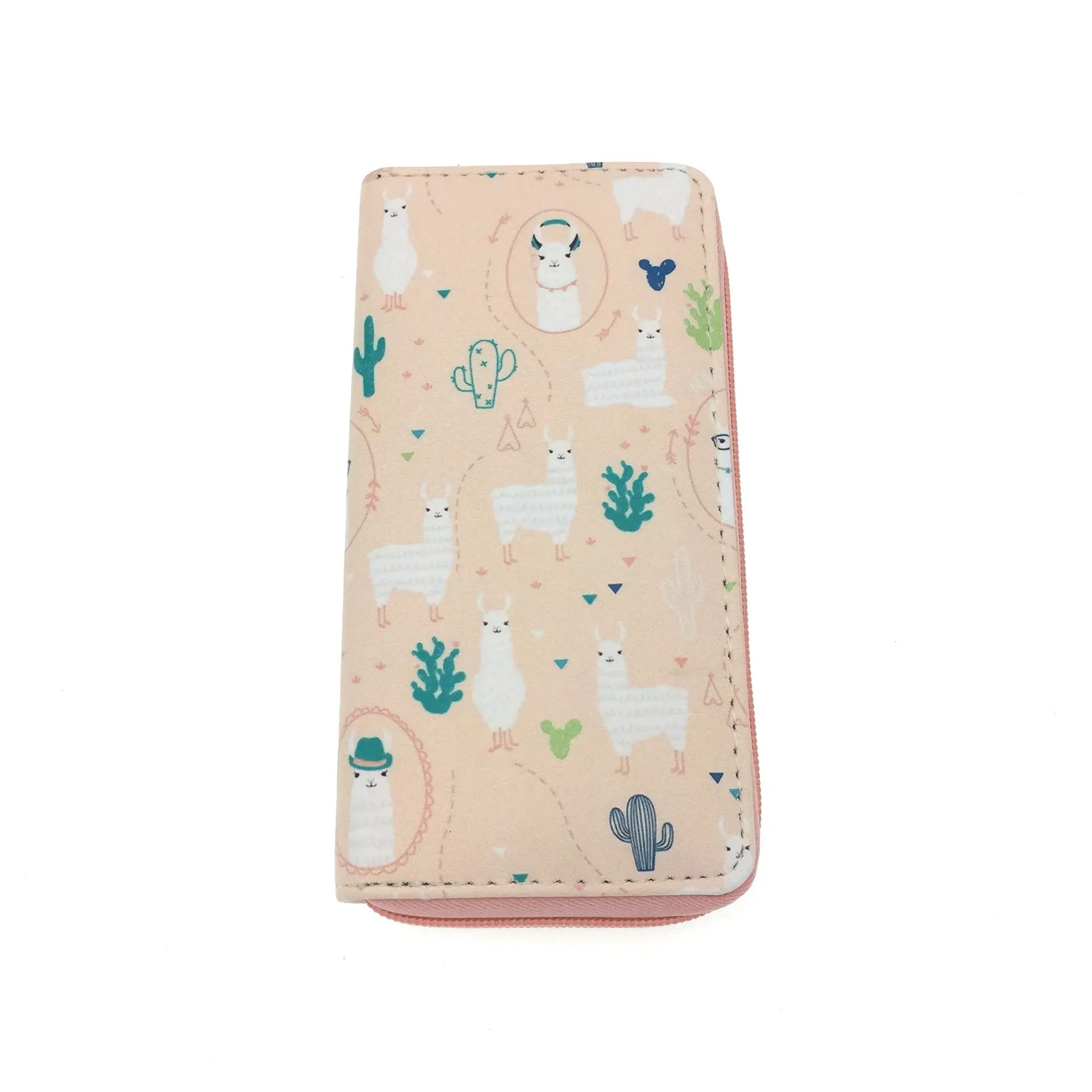 European And American Style Cactus Alpaca PU Wallet Women Student Long Zipper Bag