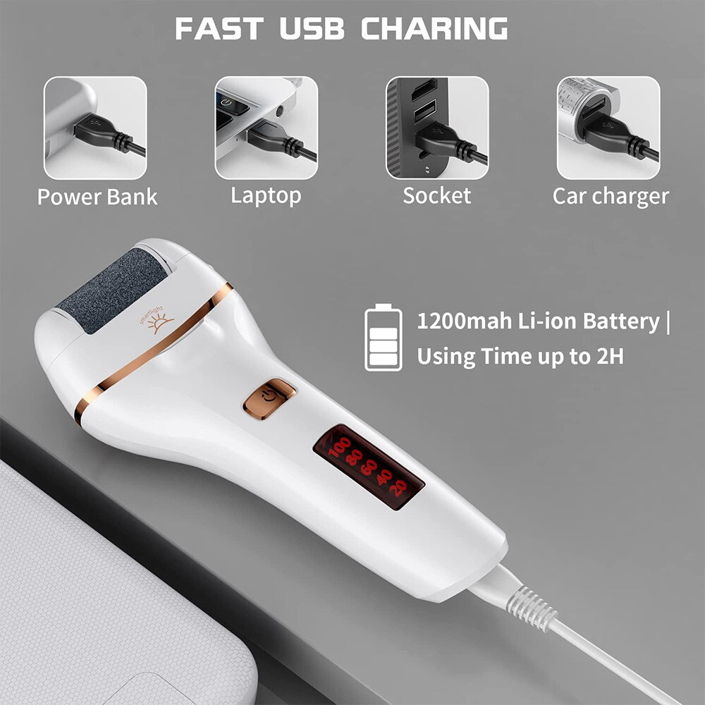 Electric Foot File Rechargeable Callus Hard Skin Remover Feet Pedicure 2 Speeds — image 5