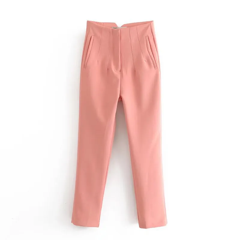 Street Fashion All-match High Waist Slim Casual Pants - Skin Powder