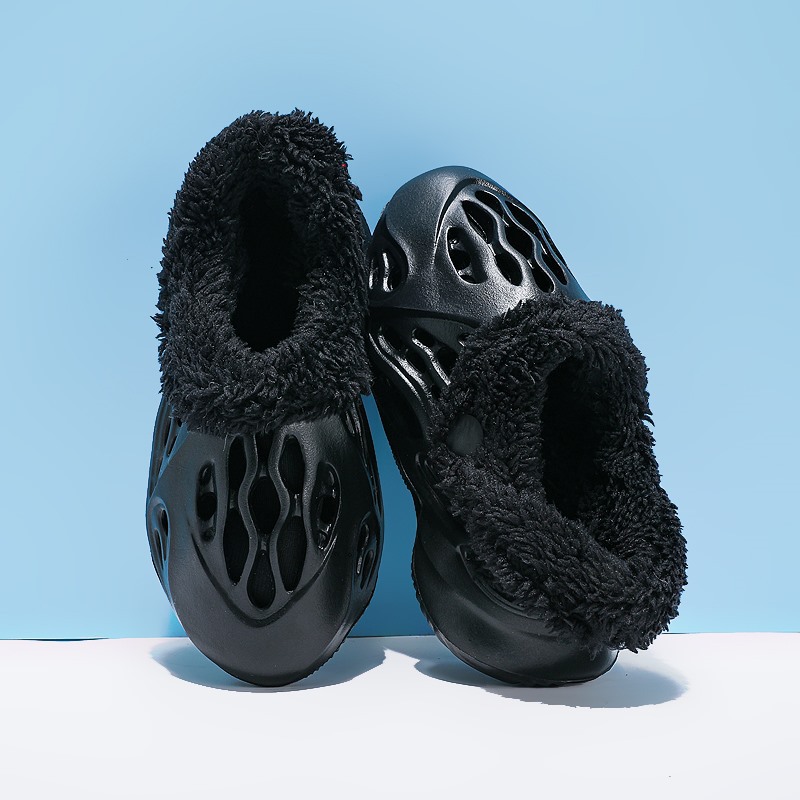 Hole Shoes Summer Winter Slippers Removable Warm EVA Home Slippers Black - Shop at LoveMi