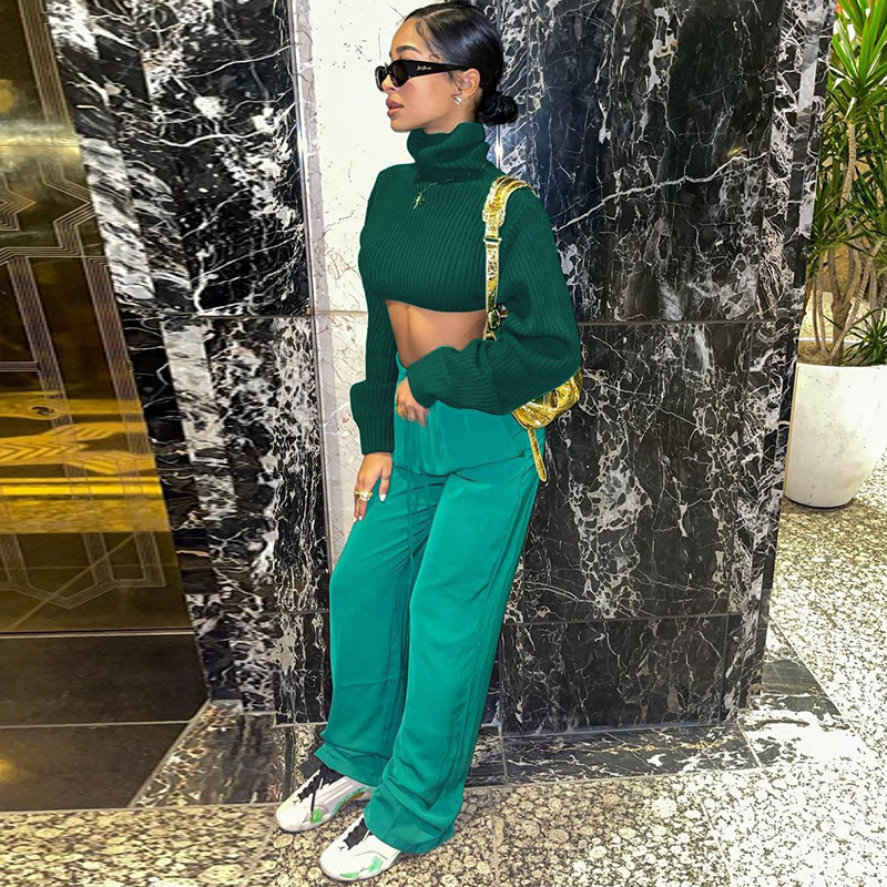 New Fashion Casual Slim Short Long Sleeve Sweater Women