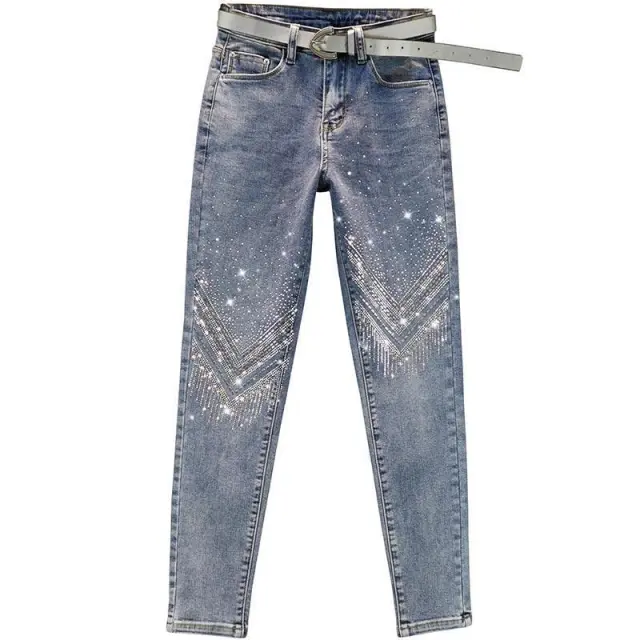 Heavy Industry Hot Drilling Skinny Jeans Women's Casual High Waist Blue - Shop at LoveMi