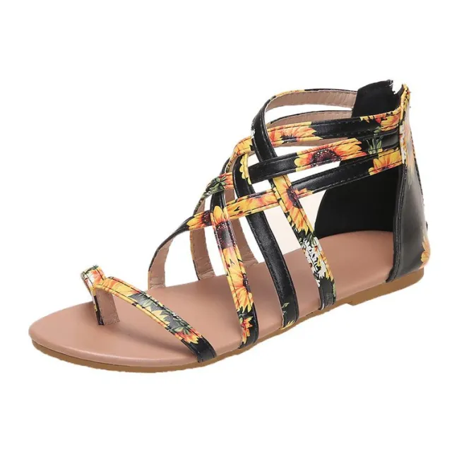 Flip flops Flat Cross Straps European And American Roman Sandals Sunflower 35Size - Shop at LoveMi