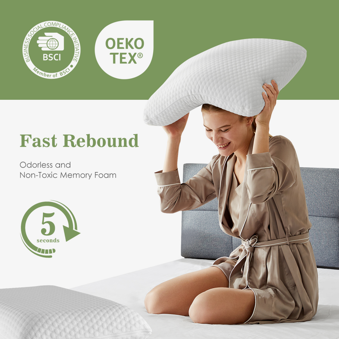 Memory Foam Pillow, Detachable Washable Pillowcase, Odorless, Ergonomic Pillow, Full Sleeping Position, Cervical Support Pillow