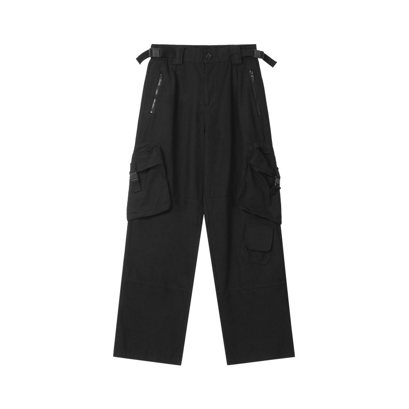 Men's Retro Design Large Pocket Overalls Casual Pants