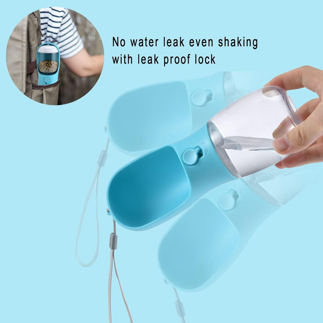 Portable Dog Water Bottle With Food Container & Filter, Travel Drinking Bottle For Pets 5