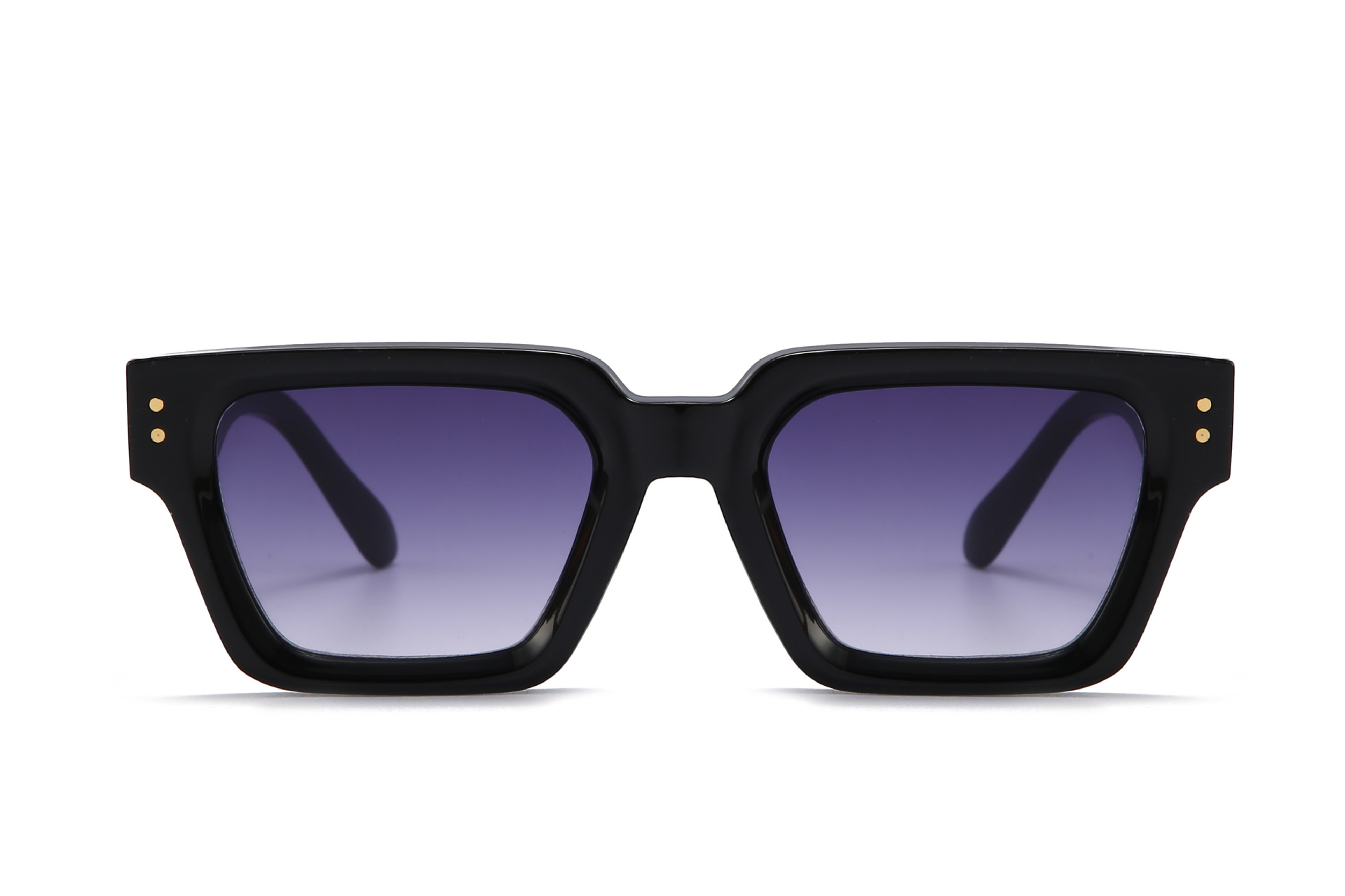 Retro Square Sunglasses Black Plain Makeup Fashion - Image 4