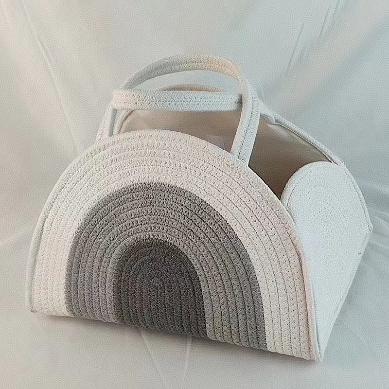 Baby Diaper Caddy Organizer, Cotton Rope Diaper Caddy Basket, Large Storage Basket 37x27x22cm For Newborn Boys And Girls, Gift For Baby Shower List, Newborn Essentials, Earthy Rainbow