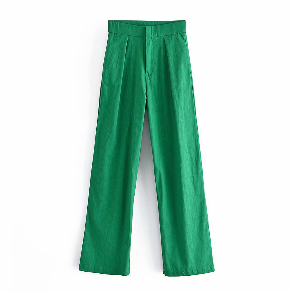 Title 3, High Waist Solid Color Loose Straight Casual Pants