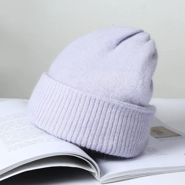 Winter Cashmere Wool Hat Warm Knit Purple - Shop at LoveMi