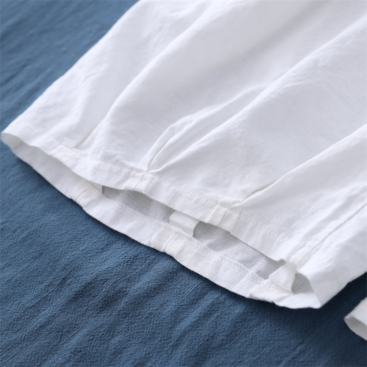 Женские льняные шаровары из хлопка и льна, стираные в песочный цвет